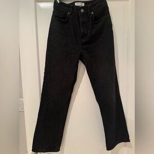Reformation Black High Rise Denim Jeans - Straight Cropped